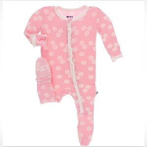 Kickee Pants Lotus Sand Dollar Bamboo Zip Footie size 0-3 Months